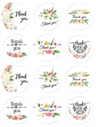 Round Shape Thank You Self Adhesive Sealing Stickers 2.5*2.5cm Waterproof