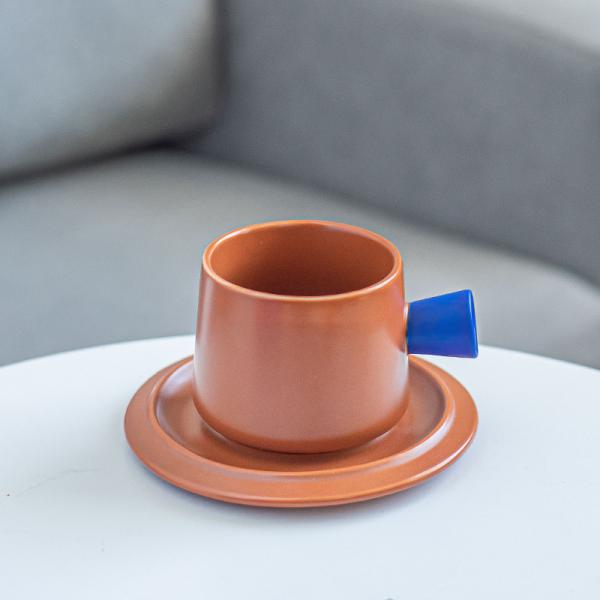 320ml Volume Porcelain Tea Mug Ceramic Coffee Cup And Saucer Set Klein Blue Cups