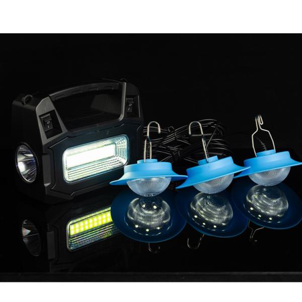 Portable Mobile Solar Lighting System With 3 LED Bulbs Emergency Solar Light Kit