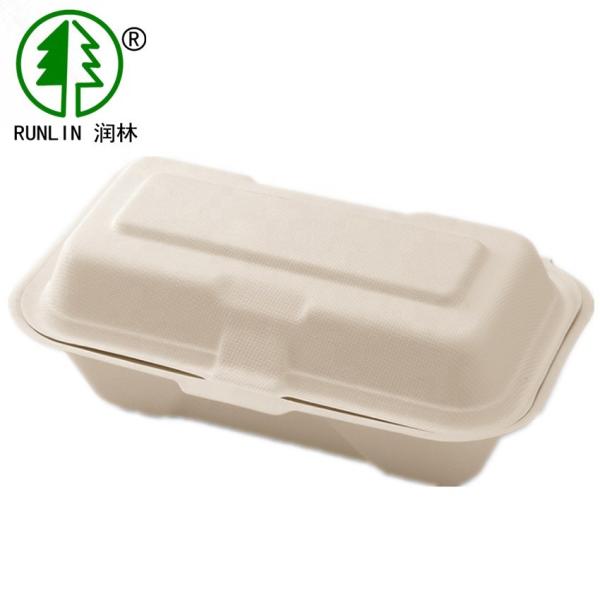 Plant Fiber White Bagasse Clamshell Box Biodegradable Microwavable Food