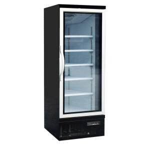 Supermarket Single Glass Door Freezer With A Bright White Galvanized Interior