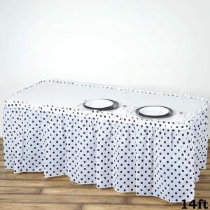 Polka Dot Pattern Disposable Plastic Table Skirts With Adhesive Backside