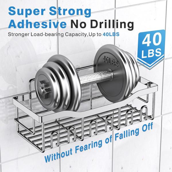 Large Capacity Rustproof Stainless Steel Shower Caddy for Bathroom Organization