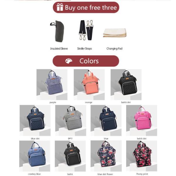 Factory Hot Sell Diaper Bag Large Capacity Mommy Maternity Nappy Backpack with USB Stroller Hooks for Baby Car