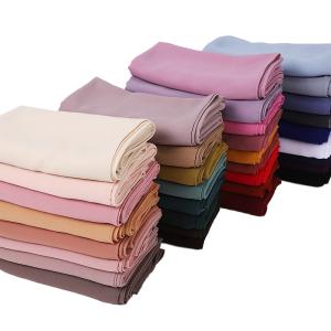 Quality Wholesale Large 180x70 cm Style Plain Style Women Scarf Pearl Chiffon Hijab Shawl for sale