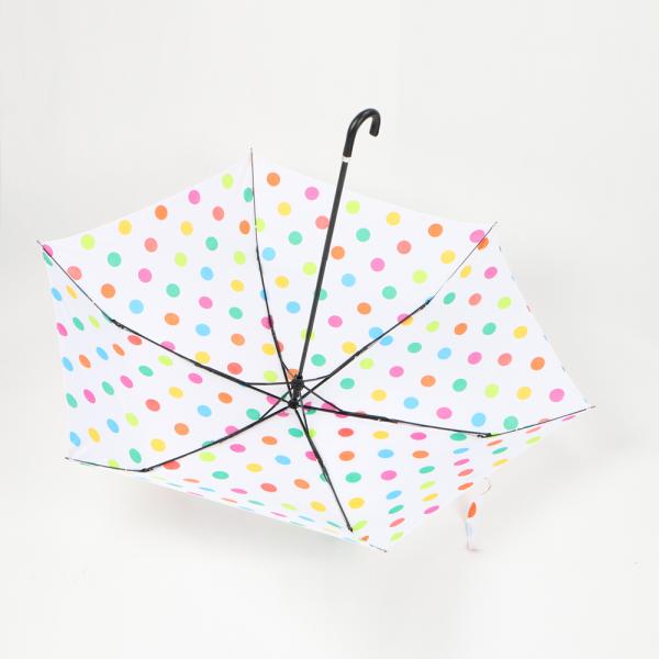 19 Inch J Real Leather Handle Three Fold Umbrella Colorful Dots For Young People