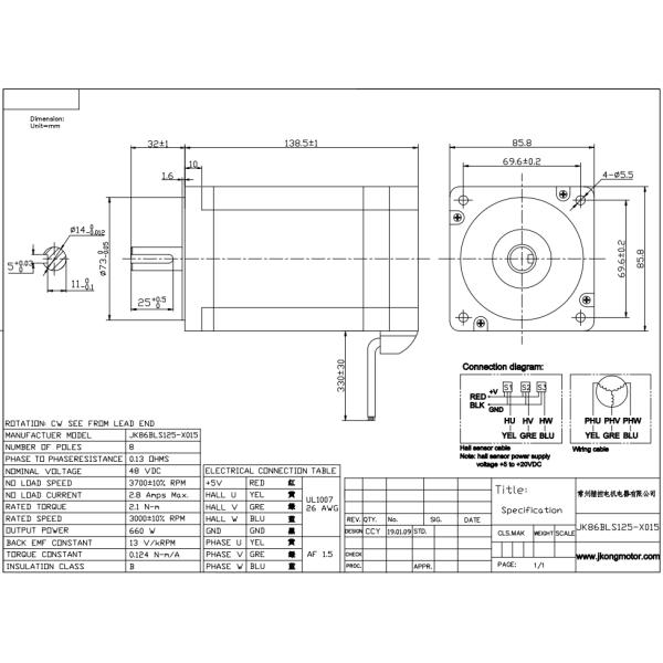 48v 600W Bldc Brushless Dc Motor Brushless Electric Motor