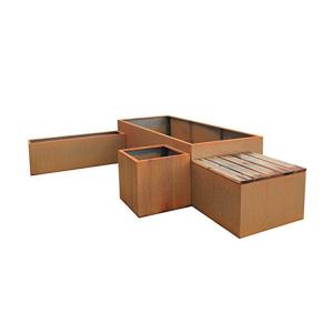 Metal Bending Rusty Corten Steel Planter Box In The Outdoor Patio