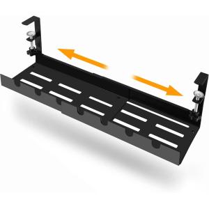 Single Tier Telescopic Steel Cable Wiring Tray for Under Desk No Drilling