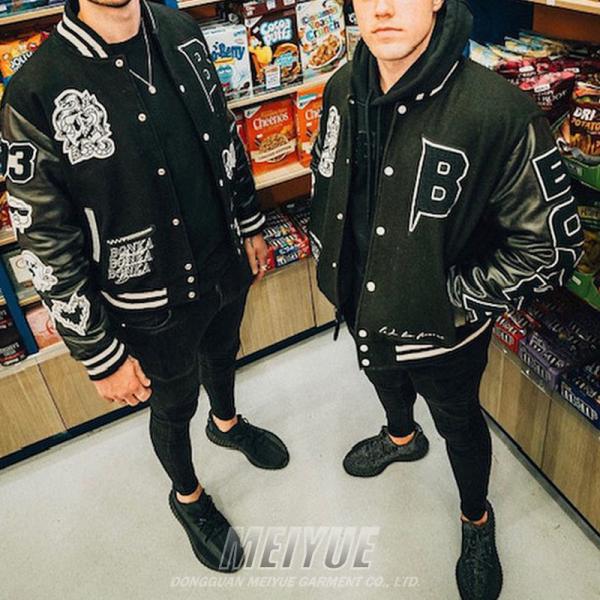 Buy Custom Logo 100% Cashmere Streetwear Varsity Jacket With Leather Sleeves at wholesale prices