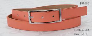 Quality 3.15cm Orange PU Womens Fashion Belts With Rectangle Nickel Buckle / Flat Belt Tip for sale