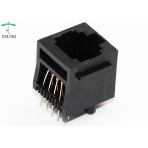 1x1 Ports RJ45 Ethernet Connector 180 Degree Black Housing Gold Plating