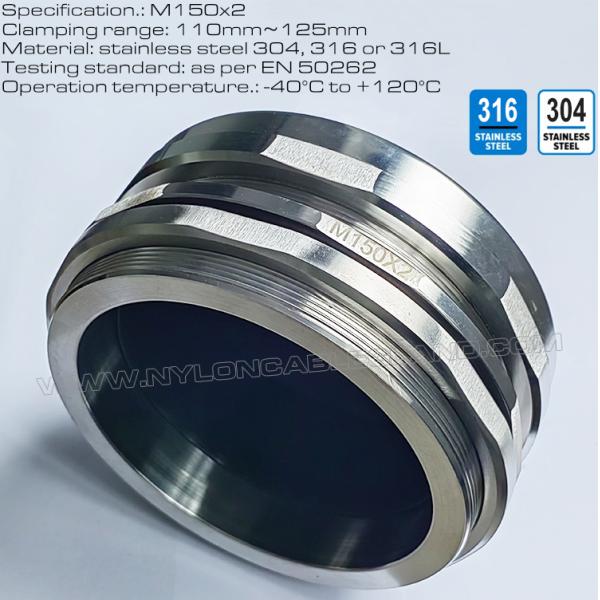 M150x2 Cable Gland Stainless Steel 304/316 for 110~125mm Large Cables M150x2 Metric Cable Gland Stainless Steel 316, Cable Gland IP68 Stainless Steel 316L Waterproof Connector Inox 304 for 110-125mm Cables
