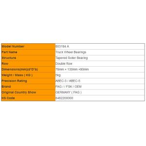 Performance Guarantee 803194 A MAN BENZ Truck Wheel Bearings Double Row