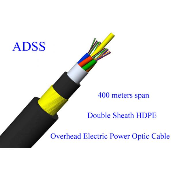 Buy ADSS Fiber Optic  Armoured Cable G652D 48B1.3 11KN Span 400M 13.4mm 48 Core PE HDPE at wholesale prices