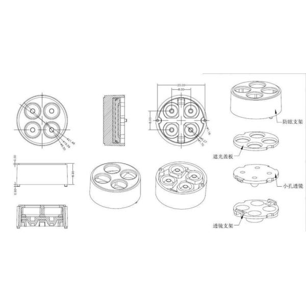 Versatile COB LED Lens Φ19.2*3.7 4in1 Spotlight Lens for All Lighting Applications