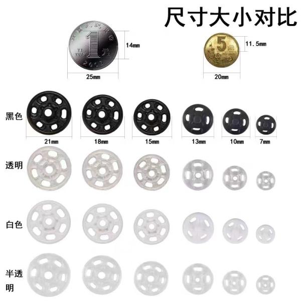 Plastic Polyester Snap Button Transparent Resin Buttons For set