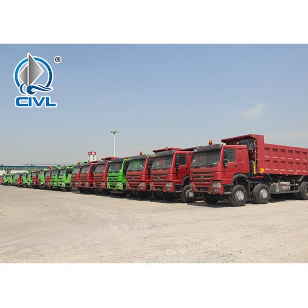 280HP 4 x 4 HOWO Heavy Duty Dump Truck White / Red EURO II 50 Ton