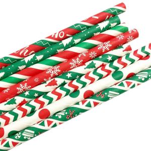 25pcs Retro Snowflake Drinking Christmas Paper Straws