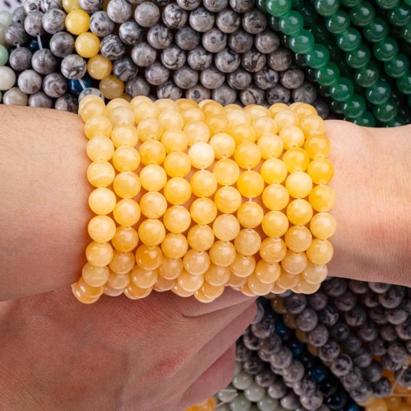 Cream Yellow Jade Natural Crystal Gemstone Loose Bead Strands Semi Precious Stone for DIY Jewelry Making