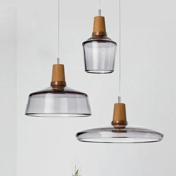 Modern Glass Lampshade Wooden Pendant Light Bar Dining Loft Industrial 15-16P