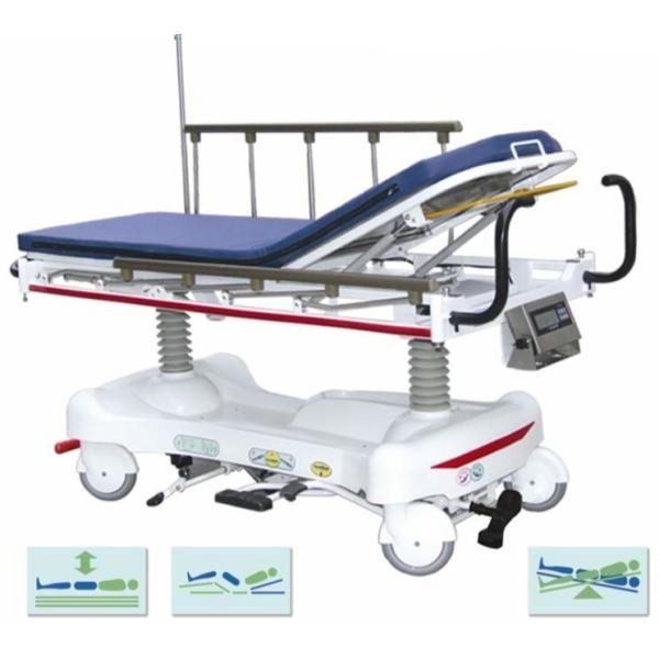 Hydraulic stretcher trolley with scaling system for transporting patients