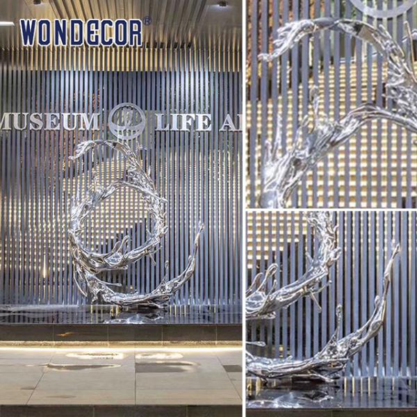 Unique Metal Casting Wave Art Ss Sculpture For Outdoor Hotel Decoration