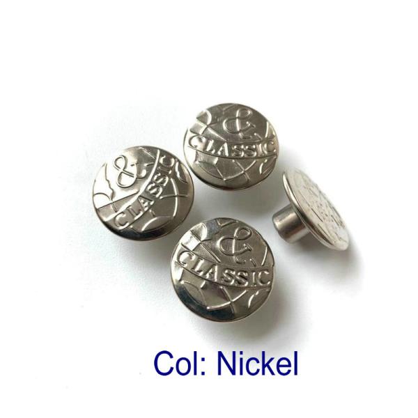 wholesale Custom Logo 17MM 20MM Iron Stainless steel Brass Jeans Button Bottons