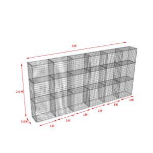 6x0.6x2.6m Warm Galvanized 10x10cm Welded Mesh Gabion