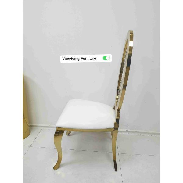 Ellipse High Back Golden Wedding Dining Chair With Flower OEM