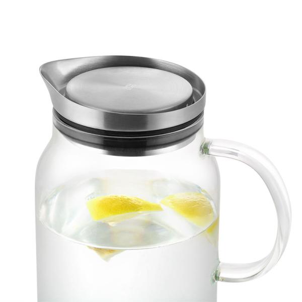 Large Heat Resistant Clear Glass Water Pitcher Juice Bottle With Filter Lid 1300ml