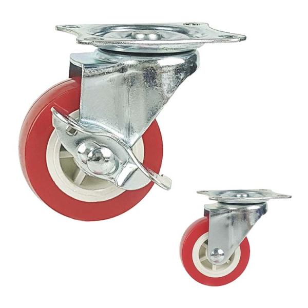 Buy 2 Inch Swivel Plate PVC Wheels Light Duty Side Brake Furniture Casters Small Size at wholesale prices