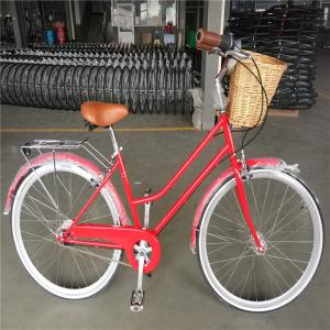 Quality Vintage Lady Bike with Basket Red Color Low Step Through Hybrid 5 Speed Comfort Cruiser for sale