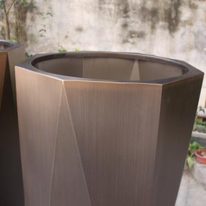 Patio Balcony Metal Flower Planter Octangle Galvanised Plant Pots