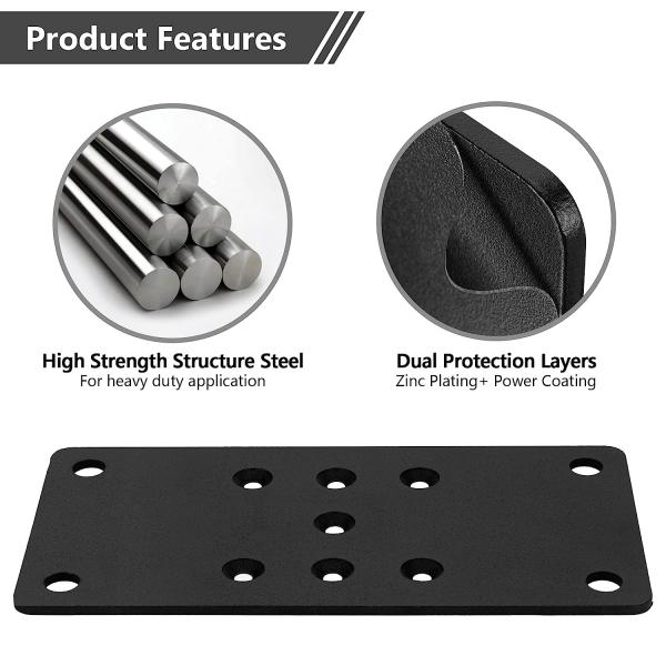 Sturdy Steel Plate 2 pc for Wood Joint Deck Railing Wood Fence Mail Post Anchor Base Bracket