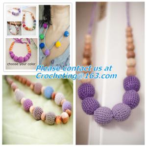 crochet necklace, New Chunky crochet necklace, Mint blue and cream nursing