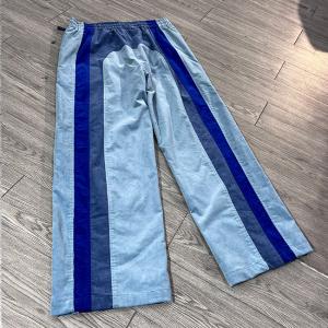 Loose Fit Men's Sweatpants With Custom Embroidery Patch And Color Blocked