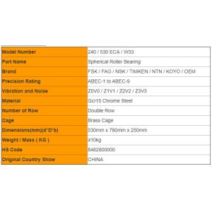 Double Row BSpherical Roller Bearing Used For Railway 240 / 530 ECA / W33