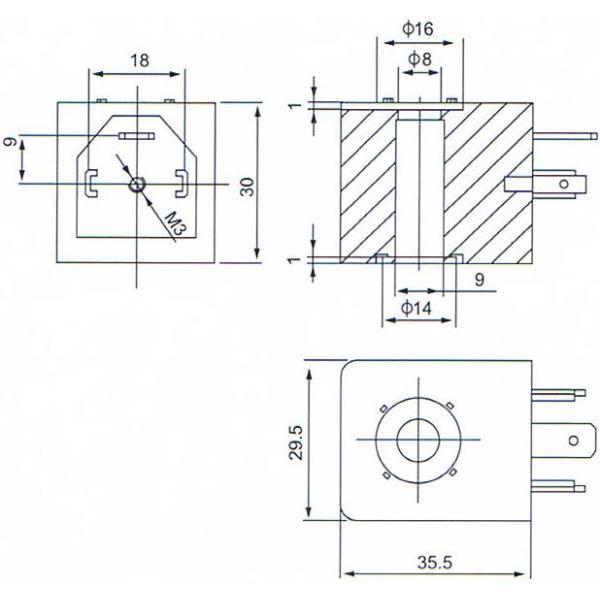 CNOMO Pneumatic Solenoid Valve 9mm Hole Diameter Magnetic Bobine