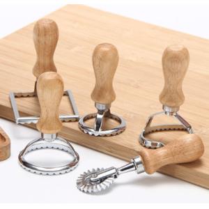 Stainless Steel Ravioli Mold with Wooden Handle Used for Making Italian