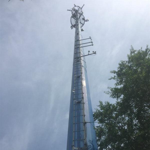 Buy Flange Connection MW Antenna Monopole Steel Tower 80m at wholesale prices
