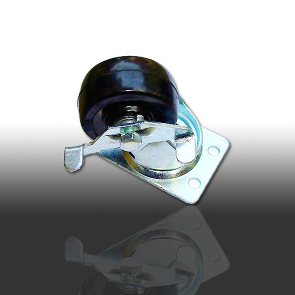 50mm light duty castor, soft rubber black wheel, swivel with side brake MS