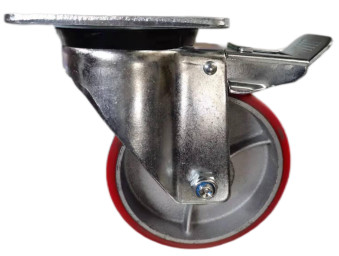 Buy Europe Industrial Swivel PU Castor With Brake 500kg at wholesale prices