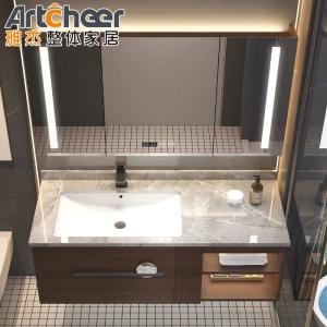 Waterproof Rectangle Bathroom Vanity Units / Cabinet Set With Sink And Side