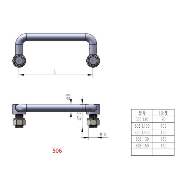 L100 SS304 Folding Pull Stainless Steel Handle 90 Degree