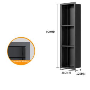 Waterproof Matte Black Stainless Steel Shower Niche for Bathroom Tile Shampoo