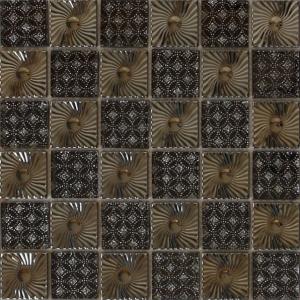 Metal pattern ceramic backup blend glass mosaic tile
