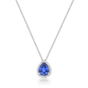 925 Sterling Silver Blue Tanzanite CZ Jewelry December Birthstone Necklace