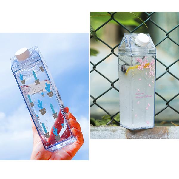 1000ML Reusable Custom Logo Transparent Clear Milk Carton Shaped Plastic Water Bottle