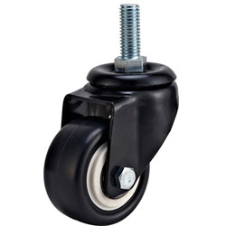 light duty 2" threaded stem black PU caster with brake, 2.5 inch, 3 inch PU